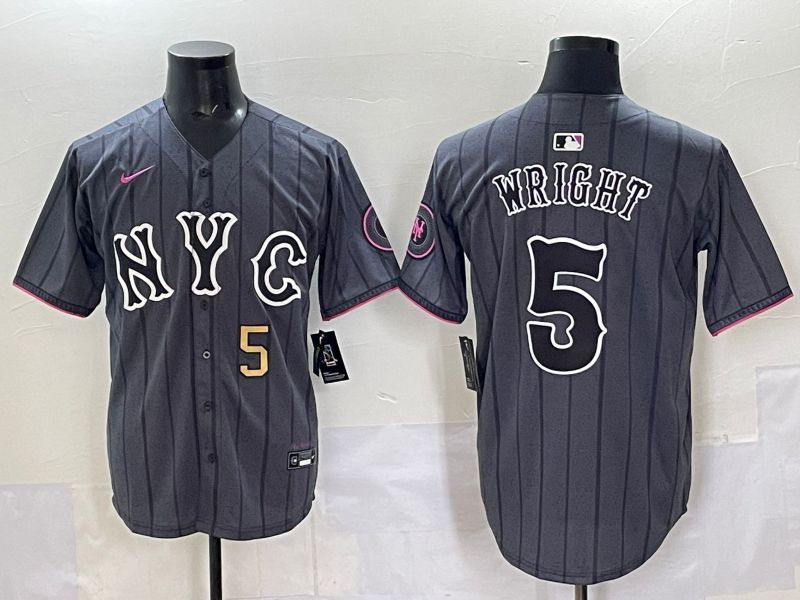Men 2025 New York Mets #5 Wright Grey Game Nike MLB Jersey style 02->new york mets->MLB Jersey